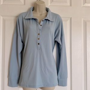 NWT Fold over collar Henley top